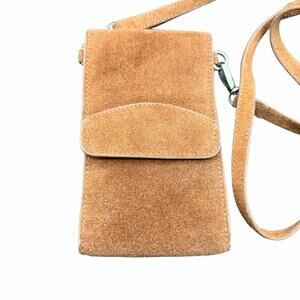 Good Collective Chestnut Suede On the Move Leather Phone Crossbody Bag